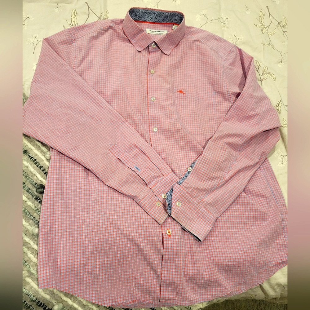 Tommy Bahama Coral & Blue Checked Shirt